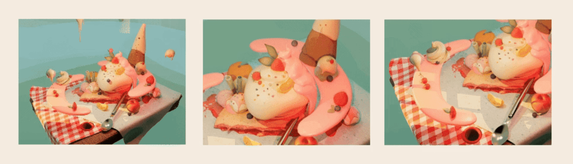 Dessert scene — animated views